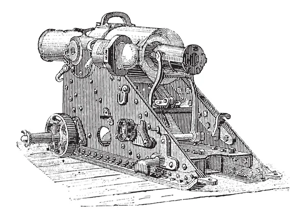 Howitzer Canhão, gravura vintage —  Vetores de Stock