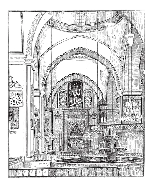 Mosquée Yesil ou Green, Bursa, Turquie, gravure vintage — Image vectorielle