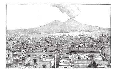 Şehir, Napoli, campania, İtalya, antika gravür