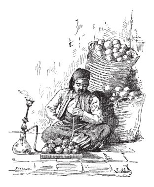 Nargile, antika gravür