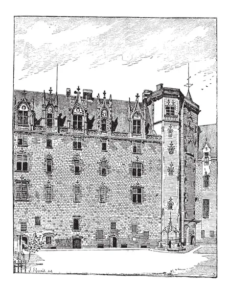 Castillo de los Duques de Bretaña, Nantes, Pays de la Loire, Franco — Vector de stock