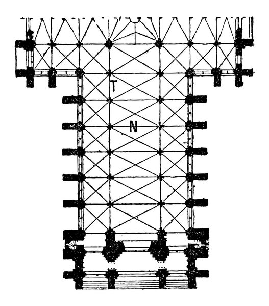Floor Plan of the Nave of the Amiens Cathedral in Amiens, France
