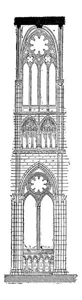 Mittskeppet av amiens-katedralen i amiens, Frankrike, vintage engravin — Stock vektor