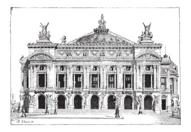 Paris opera, paris, Fransa, antika gravür