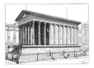 de nimes, Maison carree languedoc-roussillon, Fransa, vintage e