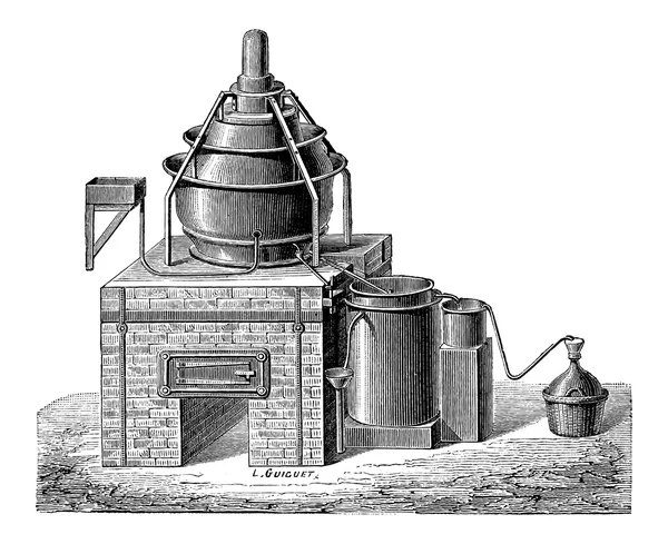 Concentration d'acide sulfurique, gravure vintage — Image vectorielle