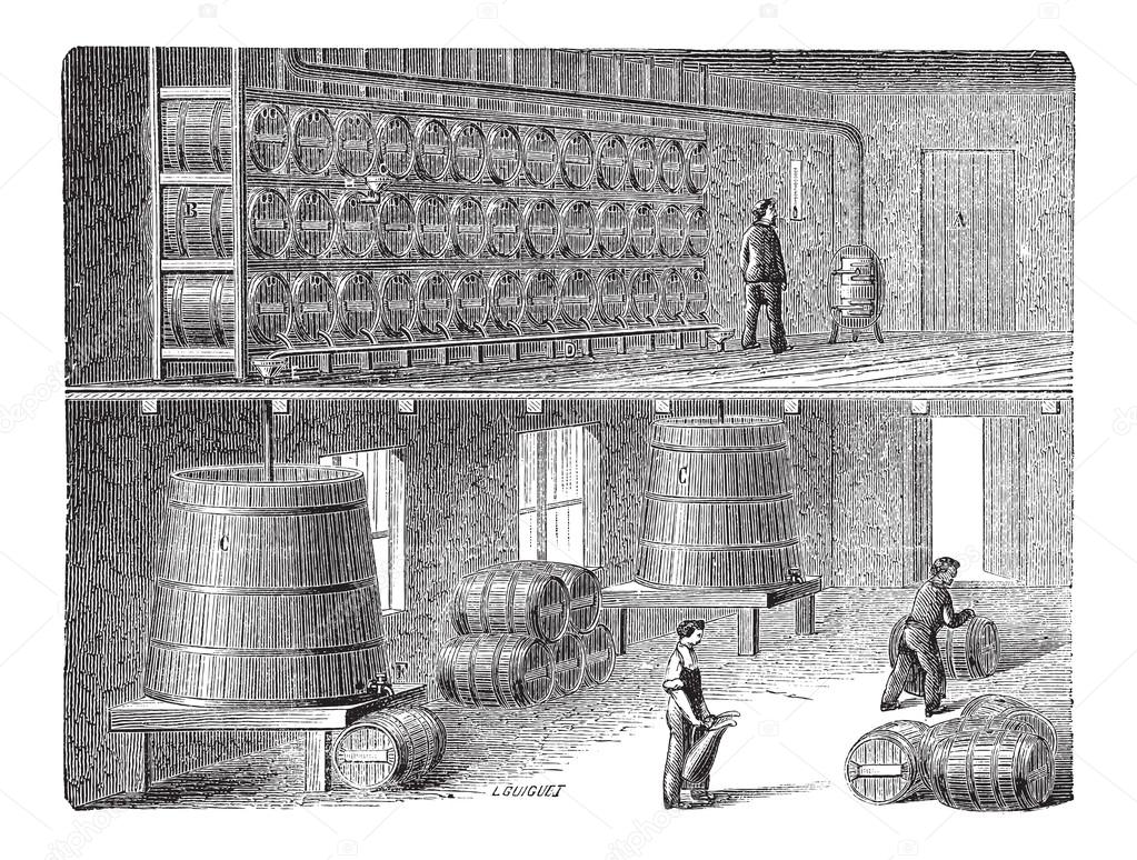 Orleans Method of Vinegar Manufacturing, vintage engraving