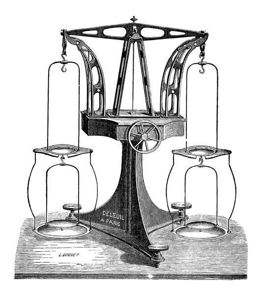 Balance de media precisión, grabado vintage — Archivo Imágenes Vectoriales