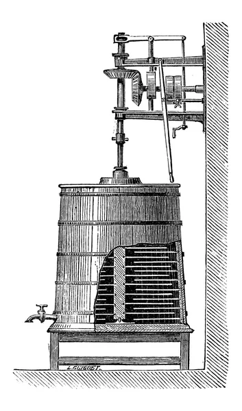 Clyburn ånga-drivande Smörkärna, vintage gravyr — Stock vektor