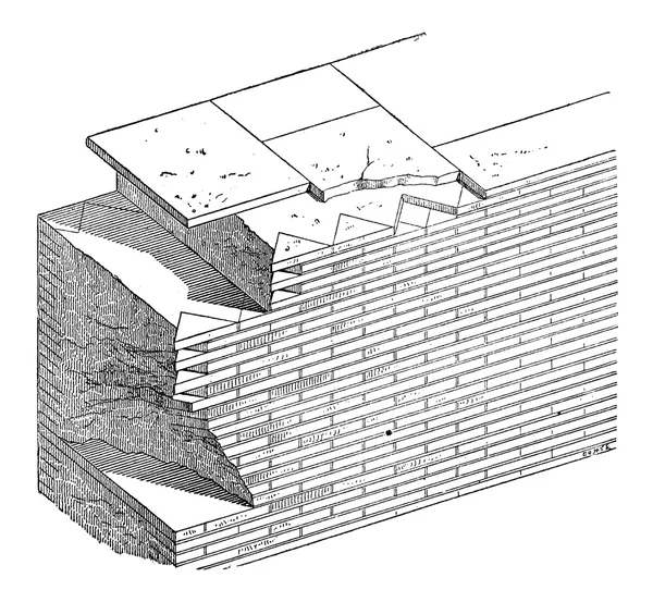 Romeinse metselwerk, vintage gravure — Stockvector