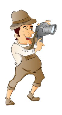 vektör fotoğrafçı ile dijital fotoğraf makinesi.