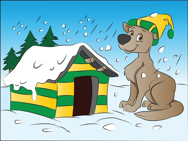 Собака взимку, ілюстрація — стоковий вектор