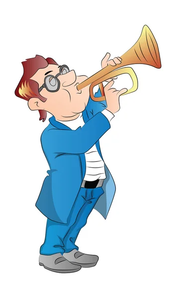 Vecteur d'un homme qui sonne de la trompette . — Image vectorielle