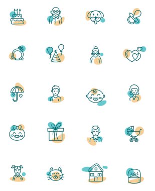 Beyaz bir arka planda aile kutlaması, illüstrasyon, vektör..