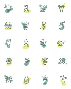 Çiçekçi, illüstrasyon, vektör, beyaz arka planda.