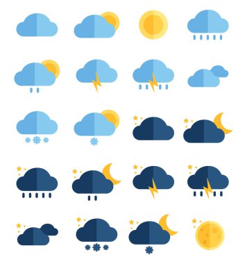 Beyaz arkaplanda hava durumu simgesi, illüstrasyon, vektör.