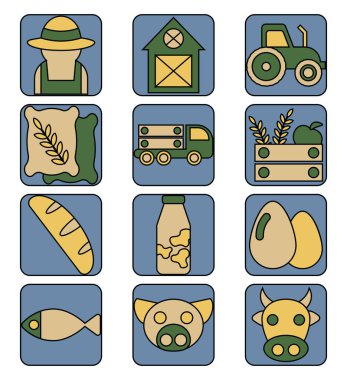 Eski tarım, illüstrasyon, vektör, beyaz arka planda.