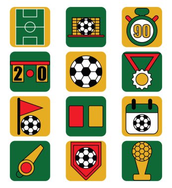 Beyaz zemin üzerinde futbol oyunu, illüstrasyon, vektör.