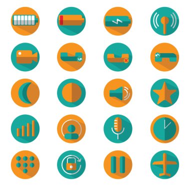 Telefon teknolojisi, illüstrasyon, vektör, beyaz arkaplan.