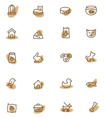 Evcil hayvanlar, beyaz arka planda arkadaş, illüstrasyon, vektördür..