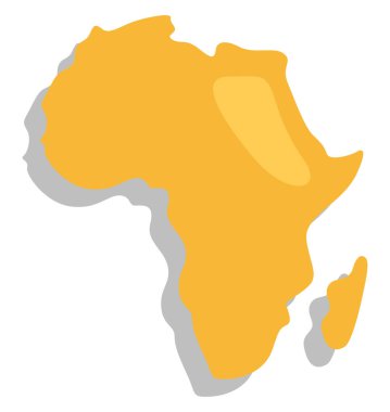 Beyaz arkaplanda Afrika haritası, illüstrasyon, vektör.