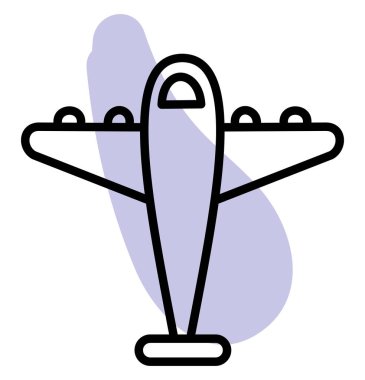 Beyaz arka planda uzun kanatlı, resimli, vektörlü beyaz bir düzlem..