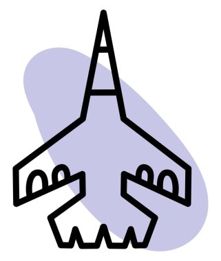 Beyaz arka planda hızlı askeri uçak, illüstrasyon, vektör..