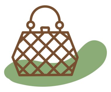 Beyaz arka planda yeşil küçük el çantası, illüstrasyon, vektör..