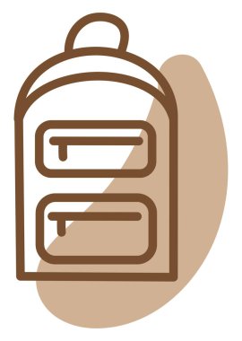 Kahverengi okul çantası, illüstrasyon, vektör, beyaz arka plan.