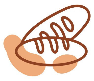 Beyaz arka planda iki somun ekmek, illüstrasyon, vektör..