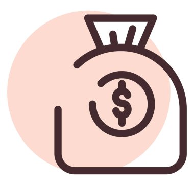 Para çantası, illüstrasyon, vektör, beyaz arka planda..