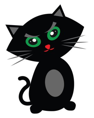 İrileştirilmiş kedi, illüstrasyon, vektör, beyaz arka planda..