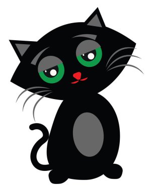 Üzgün kedi, illüstrasyon, vektör, beyaz arka planda.