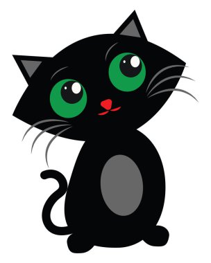 Düşünen kedi, illüstrasyon, vektör, beyaz arka planda.