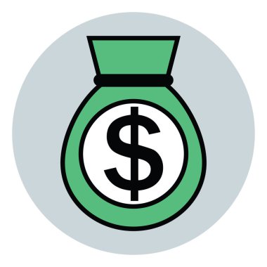 Para çantası, illüstrasyon, vektör, beyaz arka planda..