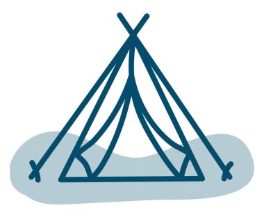 Beyaz arka planda barınak çadırı, illüstrasyon, vektör.