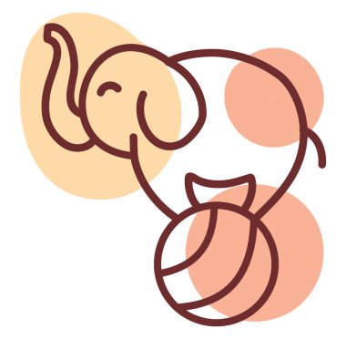 Beyaz arka planda sirk fili, illüstrasyon, vektör..