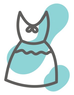 Mavi elbise, illüstrasyon, vektör, beyaz arka plan.