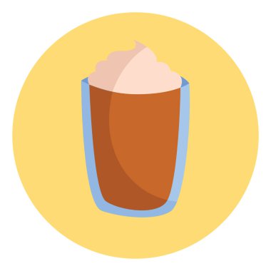 Cam fincanda kremalı kahve, resim, vektör, beyaz arka planda..