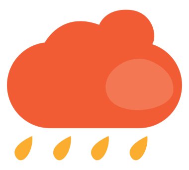 Beyaz arkaplanda kırmızı yağmur bulutu, illüstrasyon, vektör.