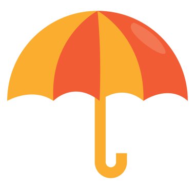 Beyaz zemin üzerinde kırmızı ve sarı şemsiye, illüstrasyon, vektör.