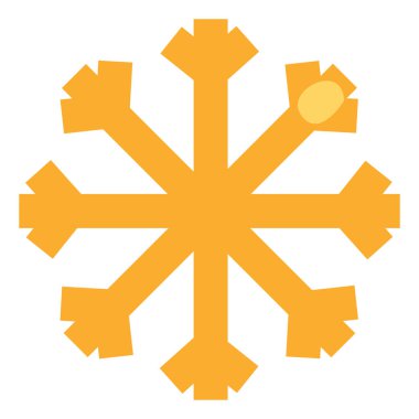 Beyaz arkaplanda sarı kar tanesi, illüstrasyon, vektör.