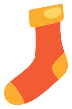 Beyaz arka planda kırmızı kış çorabı, illüstrasyon, vektör..