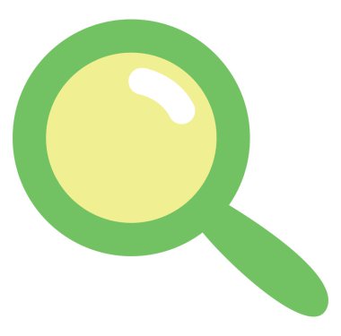 Beyaz arkaplanda yeşil büyüteç, illüstrasyon, vektör.