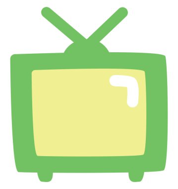 Yeşil TV, illüstrasyon, vektör, beyaz arkaplan.