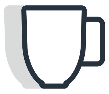 Beyaz uzun bardak, illüstrasyon, vektör, beyaz arka plan.