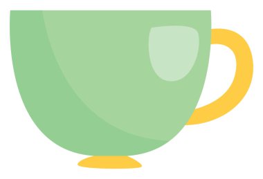 Parlak yeşil cam bardak, illüstrasyon, vektör, beyaz arka planda..