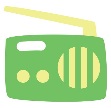 Yeşil radyo, illüstrasyon, vektör, beyaz arkaplan.