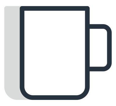 Beyaz arka planda büyük beyaz bardak, illüstrasyon, vektör..