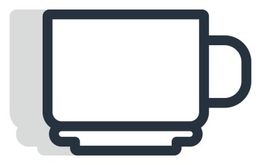 Beyaz arka planda beyaz kahve fincanı, illüstrasyon, vektör..